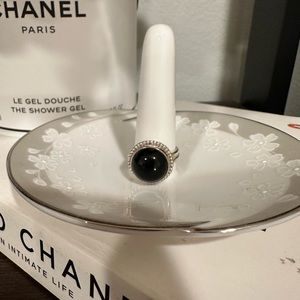 🌸low start🌸Sterling silver round black onyx ring